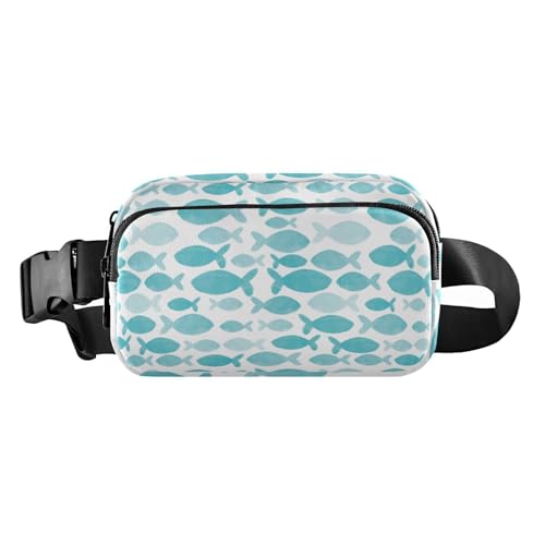 Blue Ocean Fish Stilvolle Bauchtasche für Damen und Herren, wasserdicht, Crossbody-Sporttasche mit verstellbarem Gurt, für Radfahren, Wandern, Fitnessstudio, Blauer Ozeanfisch, 1 size von Amooorous