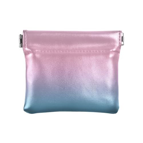 Blue-Peach Gradient Damen Leder Münzbörse Niedlich Mini Geldbörse Geldbörse für Frauen, Blau-Pfirsich-Farbverlauf, 1 size von Amooorous