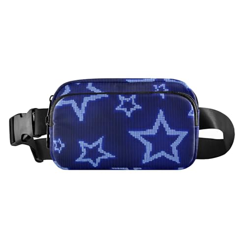 Blue Pixel Stars trendige Bauchtasche für Herren und Damen, Mehrzweck-Crossbody-Sporttasche mit verstellbarem Riemen für Reisen, Fitnessstudio, Arbeit, Blaue Pixelsterne, 1 size von Amooorous