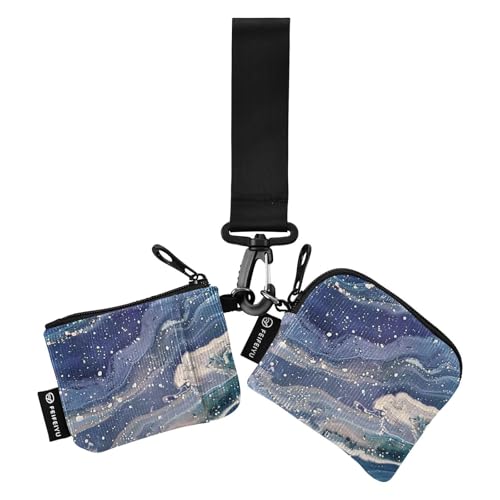 Blue Sea View Damen Kartenetuis Kleingeldhalter Kompakte Größe Ausweis-Schutz mit Schlüsselanhänger für Arbeit Reisen 2 Packungen, Blaues Meerblick, 1 size, Casual von Amooorous