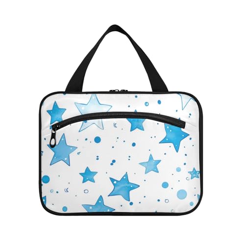 Blue Stars and Bubbles Hängende Reise-Kulturbeutel mit Haken, Designer-Notwendigkeiten, Rasierset, Tasche für Herren, Reisezubehör für Damen, Trip Bolso de Mano para Hombre L von Amooorous