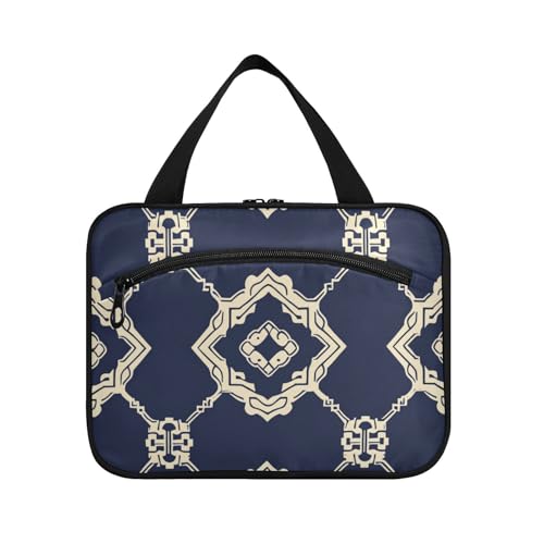 Bohemia Herren-Kulturbeutel, geometrisches rechteckiges Muster, zum Aufhängen, mit Haken, Designer-Kosmetiktasche, Make-up-Tasche für Damen, Arbeitsset de para Mujer L von Amooorous