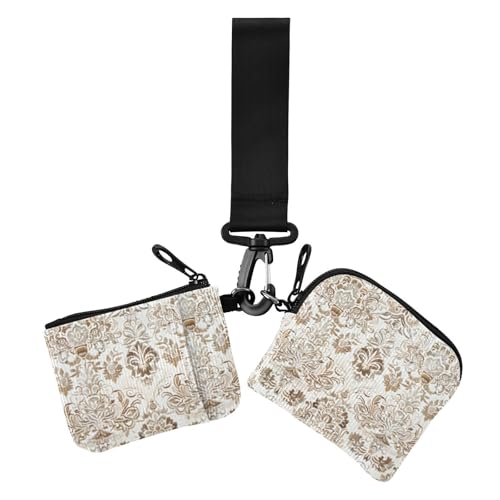 Boho Braun Muster Damen Münzgeldbörsen Kartenetuis Mini Mode Reißverschluss Münzbörse Geldbörse Geldbörse mit Schlüsselanhänger für den täglichen Gebrauch, 2 Packungen, Boho-braunes Muster, 1 size von Amooorous