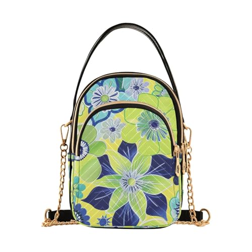 Boho Green Bloom Blue trendige Umhängetasche mit mehreren Taschen für Erwachsene von Amooorous