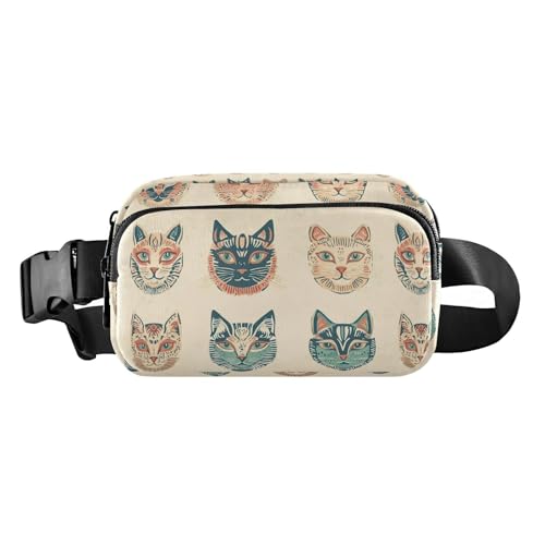 Boho-Gürteltasche im schlichten Stil, Maine Cats, trendige Umhängetasche, Hüfttasche für Männer und Frauen, Mini-Laufgürteltasche mit verstellbarem Riemen für Radfahren, Wandern, Fitnessstudio von Amooorous