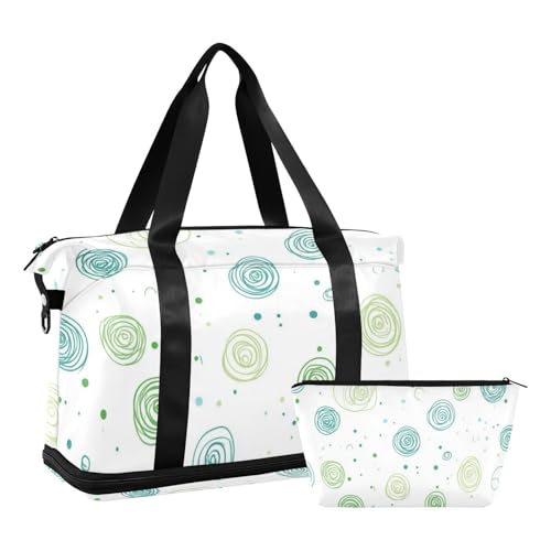 Boho Simple Style Galaxy Circles Seesack Weekender Tasche mit Kulturbeutel für Trekking 2 Stück Set, Boho Einfache Stil Galaxie Kreise, 1 Größe, boho einfache stil milchstraßenkreise, 1 size von Amooorous