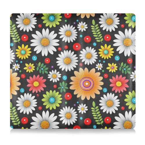 Boho Trendy Daisy Floral White Black Premium Leather Toursuit Car Registration and Insurance Card Holder Auto Glove Box Organizer for Cards, Essential Document, Driver License Vehicle von Amooorous