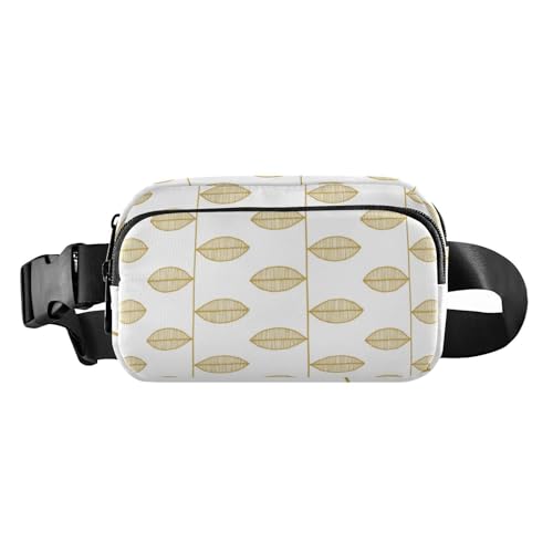 Braune Crossbody-Tasche mit durchbrochenem Design und Blättern, für Damen und Herren, Mini-Reißverschluss, Bauchtasche mit verstellbarem Riemen für Reisen, Einkaufen, Laufen, Braune durchbrochene von Amooorous