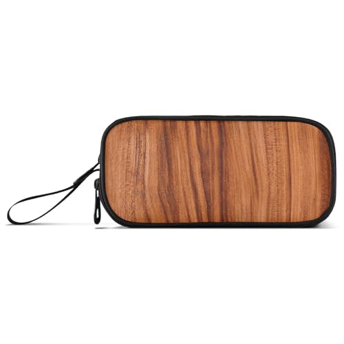 Braune Holzmaserung Nylon Federmäppchen Große Kapazität Stifteetui Schreibwaren Tasche für elementare Mädchen von Amooorous