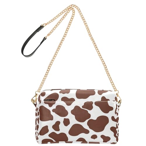 Braune Kuh-Druck Mode Frau Handtasche Schultergurt Veganes Leder Damen Geldbörsen Reißverschluss Schultertasche von Amooorous