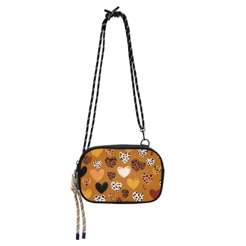 Braune Umhängetasche für Herren, Leopardenmuster, Herzform, praktisch, mit verstellbarem Riemen, für eine Mahlzeit, Cartera para mujer von Amooorous