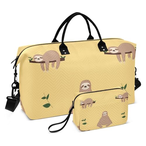 Braunes Faultier Reisetasche Weekender Seesack Turnbeutel mit Kulturbeutel für Fitnessstudio Multifunktional, Braun Faultier, 1 size von Amooorous