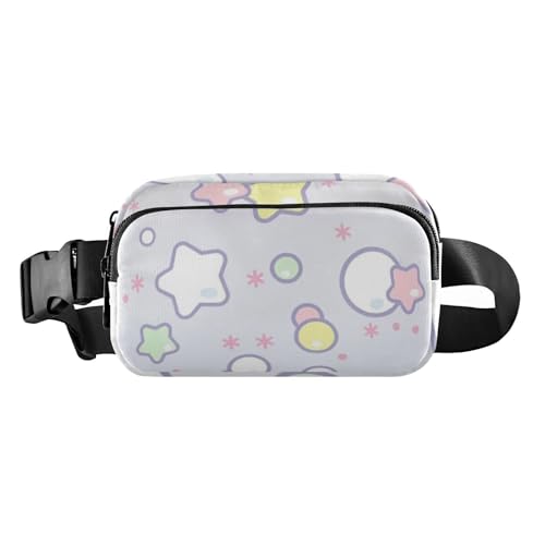 Bunte, runde und schöne Sterne, modische Umhängetasche, Hüfttasche für Herren und Damen, kleine Schultertasche mit verstellbarem Riemen für Radfahren, Wandern, Fitnessstudio, Bunte, runde Sterne, 1 von Amooorous