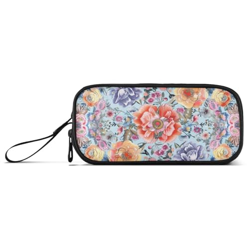 Bunte Boho-Blumen-Bleistifttaschen aus chinesischem Nylon für Teenager, Mädchen, hohe Kapazität, Federmäppchen für Teenager, Mädchen, Schreibwaren-Organizer für College-Lehrer von Amooorous