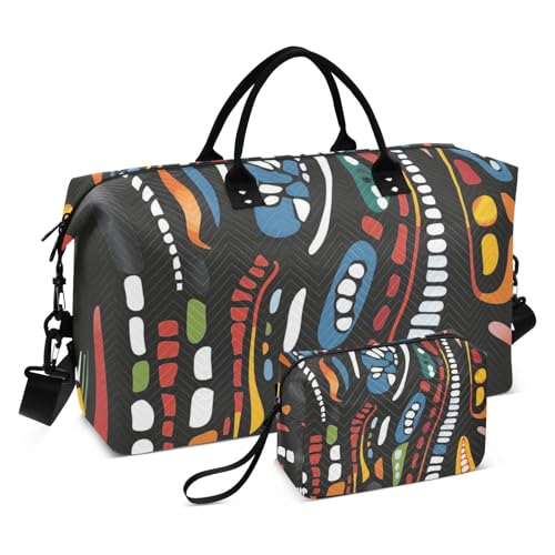 Bunte Cartoon-Linie, Reisetasche, Wochenendtasche, Übernachtungstasche, Fitnessstudio, Handgepäcktasche mit Kulturbeutel für Trekking, wasserdicht, Bunte Cartoon-Linie, 1 size Bunte Cartoon-Linie, Reisetasche, Wochenendtasche, Übernachtungstasche, Fitnessstudio, Handgepäcktasche mit Kulturbeutel für Trekking, wasserdicht, Bunte Cartoon-Linie, 1 size von Amooorous