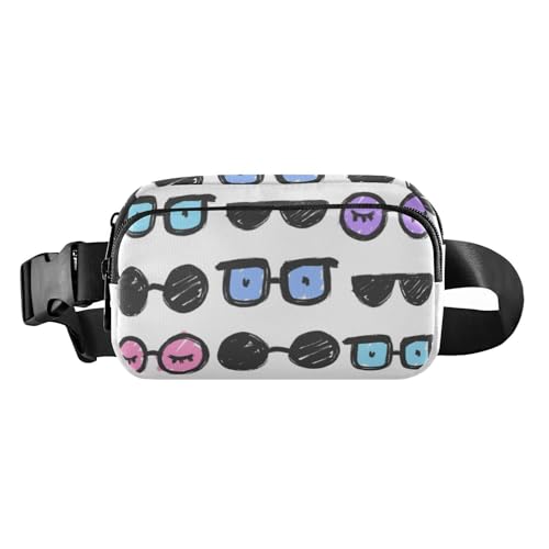 Bunte Cartoon-Sonnenbrille, modische Bauchtasche für Herren und Damen, kleine Umhängetasche mit verstellbarem Riemen für Reisen, Laufen, Wandern, Bunte Cartoon-Sonnenbrille, 1 size von Amooorous
