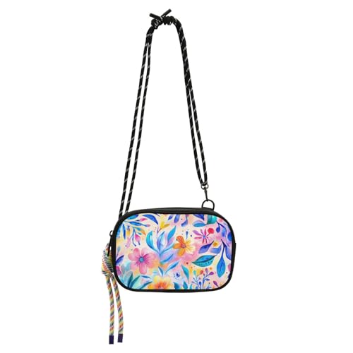 Bunte Damen-Geldbörse, Boho-Blumenmuster, praktisch, mit verstellbarem Riemen, Handy-Geldbörse, für Mahlzeiten, Bolso undurchlässig, Para Mujer von Amooorous