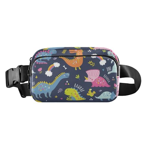 Bunte Dinosaurier-Gürteltasche für Männer und Frauen, Mehrzweck-Gürteltasche mit verstellbarem Riemen für Reisen, Urlaub, Laufen, Bunte Dinosaurier, 1 size von Amooorous
