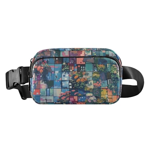 Bunte Gürteltasche für Damen und Herren, kleine Gürteltasche mit verstellbarem Riemen für Reisen, Fitnessstudio, Arbeit, Farbiges Raster, 1 size von Amooorous