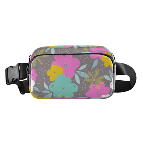 Bunte Gürteltasche mit Blumenmuster, stilvolle Bauchtasche für Damen und Herren, Mini-Crossbody-Tasche, Anti-Diebstahl-Hüfttasche mit verstellbarem Gurt für Workout, Laufen, Wandern, Buntes von Amooorous