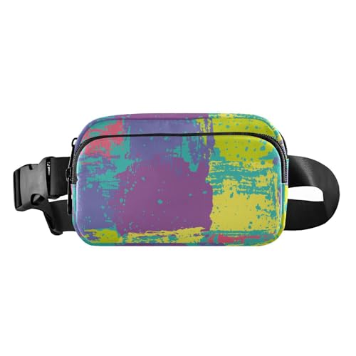 Bunte Gürteltasche mit farbigem Block, Neon-Stil, modische Bauchtasche für Herren und Damen, kleine Schultertasche mit verstellbarem Riemen für Radfahren, Wandern, Fitnessstudio, Farbenfroher von Amooorous