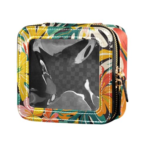 Bunte Kosmetiktasche mit Hawaii-Blumen und Reißverschluss, kleine Kosmetiktasche für Geldbörse, Reise-Kosmetiktasche zum Fliegen von Amooorous