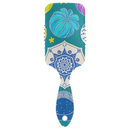 Bunte Kürbis-Poster-Stil, blaugrün, entwirrende Haarbürste, Kopfmassagegerät für kurzes Haar, mit ergonomischem Griff, Cepillo Anti-Frizz para cabello Bunte Kürbis-Poster-Stil, blaugrün, entwirrende Haarbürste, Kopfmassagegerät für kurzes Haar, mit ergonomischem Griff, Cepillo Anti-Frizz para cabello von Amooorous