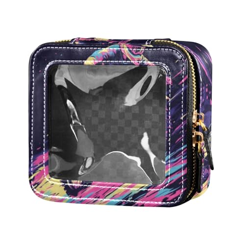 Bunte Leder-Organizer-Tasche für Motocross-Fahrrad und Blitz, Make-up-Tasche, Organizer, Mini-Make-up-Behälter für Damen von Amooorous