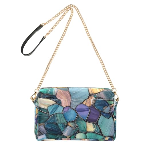 Bunte Luxus-unregelmäßige Marmor-Textur, nahtloses Muster, 4 modische Umhängetaschen, kleine Taschen für Damen, veganes Leder, lässige Damen-Geldbörse, wasserdichte Umhängetasche von Amooorous