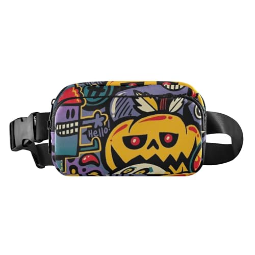 Bunte Trend-Graffiti-Umhängetasche, Hüfttasche für Damen und Herren, große Kapazität, Crossbody-Tasche, Anti-Diebstahl-Hüfttasche mit verstellbarem Gurt, für Radfahren, Wandern, Fitnessstudio, Buntes von Amooorous