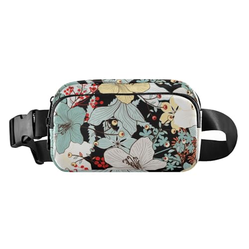 Bunte Vintage-Kirschblüten-Gürteltasche für Herren und Damen, große Kapazität, Umhängetasche mit verstellbarem Riemen für Reisen, Einkaufen, Laufen, Bunte Vintage-Kirschblüten, 1 size von Amooorous