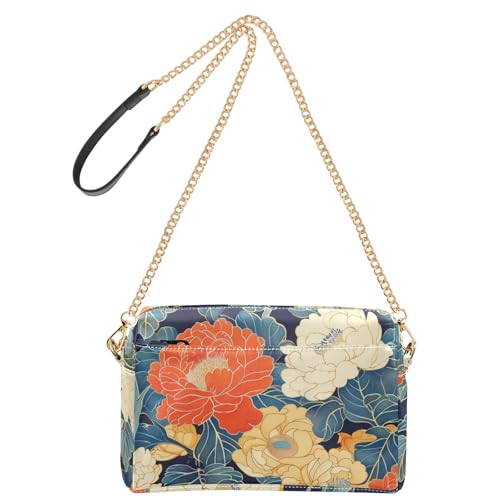 Bunte Wasserlilie, modische kleine Umhängetasche für Damen, veganes Leder, lässige Damen-Geldbörse, Reißverschluss, Schultertasche von Amooorous