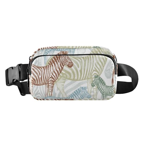 Bunte Zebras stilvolle Bauchtasche für Damen und Herren, kleine Croose-Body Geldbörse mit verstellbarem Riemen für Radfahren, Wandern, Fitnessstudio, Bunte Zebras, 1 size von Amooorous
