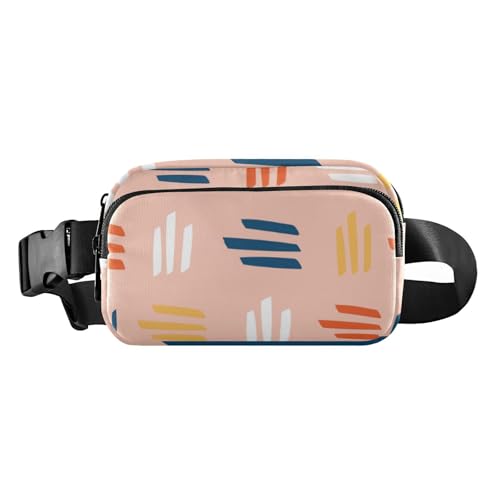 Bunte abstrakte geometrische Linienmuster, niedliche Umhängetasche, Hüfttasche für Damen und Herren, kleine Umhängetasche, Gürteltasche mit verstellbarem Riemen für Einkaufen, Sport, Arbeit, Bunte, von Amooorous