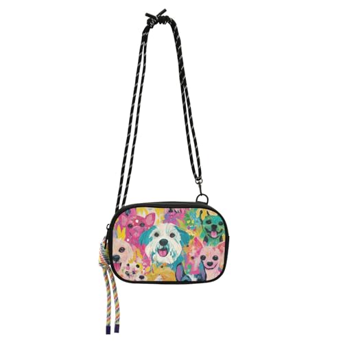 Bunte ästhetische Art Dogs kleine Umhängetasche für Herren, trendig, mit verstellbarem Riemen, Schultertasche für eine Mahlzeit, Carteras de mano para mujer von Amooorous