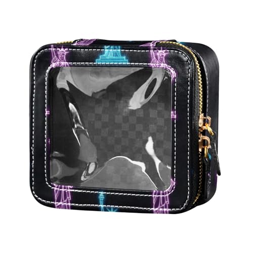 Bunte neonfarbene fluoreszierende Freiheitsstatue, transparente Make-up-Tasche für Geldbörse, Kulturbeutel mit Reißverschluss, tragbarer Make-up-Organizer zum Fliegen von Amooorous