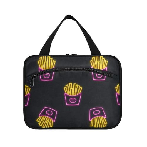 Bunte neonfarbene fluoreszierende Pommes Frites zum Aufhängen, Reisetaschen für Damen, mit Haken, Designer-Kulturbeutel für Damen, Reisezubehör, Bolsas para maquillaje de Mujer L von Amooorous