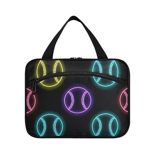 Bunte neonfluoreszierende Baseball-Tragetasche zum Aufhängen mit Haken, erweiterbare Designer-Hautpflege-Tasche für Damen, Reisen, Camping, Bolsa para maquillaje L von Amooorous
