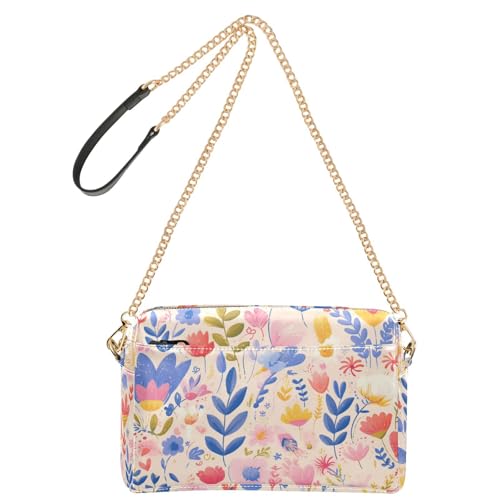 Bunte süße Blumen, modische kleine Umhängetasche für Damen, veganes Leder, Umhängetasche, Reißverschluss, Schultertasche von Amooorous