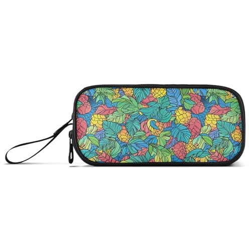 Buntes Federmäppchen aus Nylon mit Fruchtblättern, Blumen, große Kapazität, Federmäppchen für Teenager, Mädchen, Schreibwaren für College-Mädchen von Amooorous