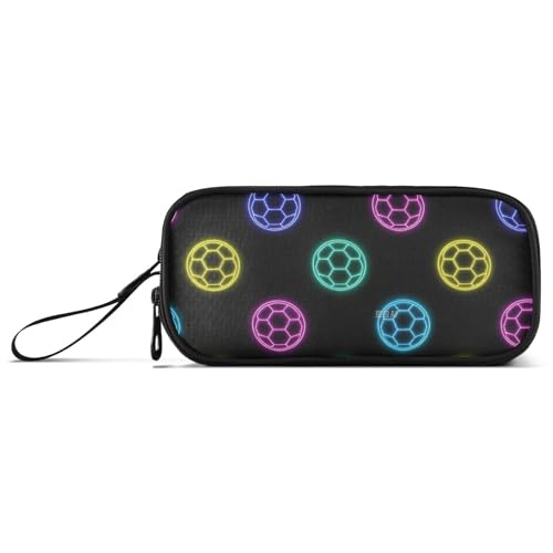 Buntes Neon-Fluoreszierendes Fußball-Nylon-Federmäppchen, großes Fassungsvermögen, großes Federmäppchen, Schule, Schreibwaren für High School Man von Amooorous