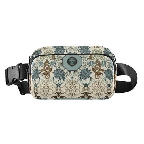 Buntes Vintage-Boho-Blumenmuster, trendige Gürteltasche für Damen und Herren, wasserabweisend, mit verstellbarem Riemen für Reisen, Urlaub, Laufen, Buntes Vintage-Boho-Blumenmuster, 1 size von Amooorous