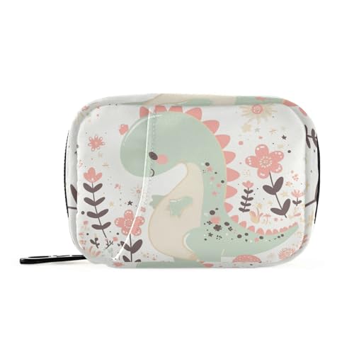 Cartoon-Baby-Dinosaurier-Medikamentententasche mit abnehmbaren Fächern, tragbarer Pillen-Organizer, 2-mal täglich für Geldbörse von Amooorous