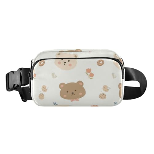 Cartoon-Bär-Desserthaus, trendige Hüfttasche für Damen und Herren, große Kapazität, Crossbody-Tasche mit verstellbarem Gurt, für Reisen, Fitnessstudio, Arbeit, Cartoon-Desserthaus, Braunbär, 1 size von Amooorous