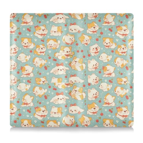 Cartoon-Bulldogge mit Kirschmotiv, hochwertiges Leder, Auto-Registrierung, Versicherung und Ausweishalter, Auto-Handschuhfach-Organizer für jedes Auto, LKW, Motorrad, Anhänger oder Boot von Amooorous