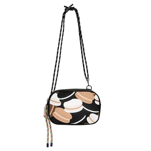 Cartoon Cute Biscuit Brown Black Sling Bags Crossbody for Men Waterproof with Credit Card Slots Purses Go shopping bolsas de mano para mujer von Amooorous