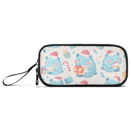 Cartoon Cute Blue Christmas Hippo Nylon School Pencil Bags High Capacity Pen Pencil Case School Stationery for Middle School Nurse Cartoon Cute Blue Christmas Hippo Nylon School Pencil Bags High Capacity Pen Pencil Case School Stationery for Middle School Nurse von Amooorous