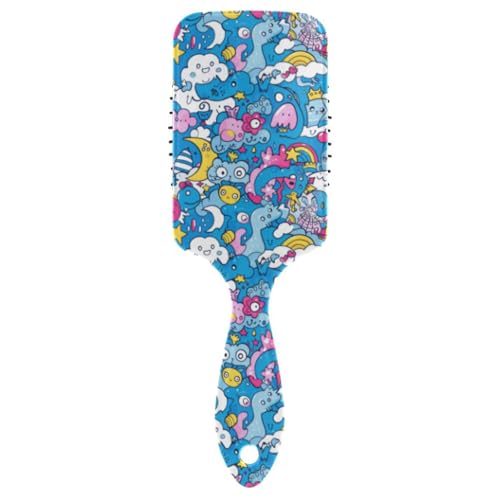 Cartoon Cute Blue Monster Graffiti freundliche Haarbürste für schwarze Frauen, Massagebürste für kurze Haare mit ergonomischem Griff, cepillos para cabello von Amooorous