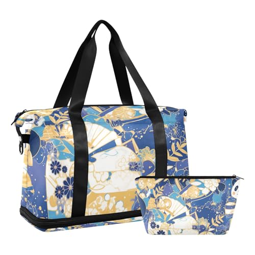 Cartoon Cute Blue and Gold Panda Personal Item Travel Bag Overnight Weekender Bags with Toiletry Bag for Trekking Waterproof, Niedlicher Cartoon-Panda, 1 size von Amooorous