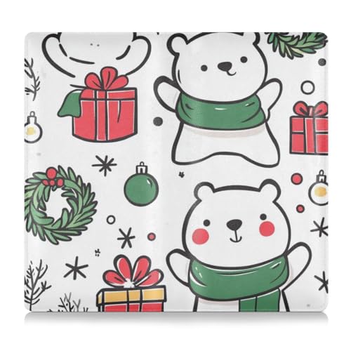 Cartoon Cute Christmas White Bear Pu Leather Car Registration & Insurance Card Holder Wallet Accessories Case for Driver License, Cards & Essential Documents, Niedlicher weißer Weihnachtsbär, 1 size von Amooorous
